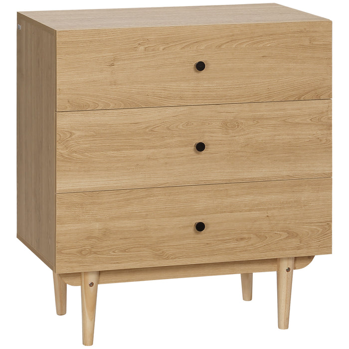 3-Drawer Wooden Chest - Elegant Storage Cabinet Unit with Sturdy Legs for Home Use - Ideal for Bedroom and Living Room Organization