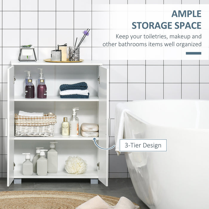 Modern Bathroom Cabinet Organizer - Free Standing Linen Cupboard with 3 Tiers of Storage - Space-Saving Solution for Bath Essentials and Towels