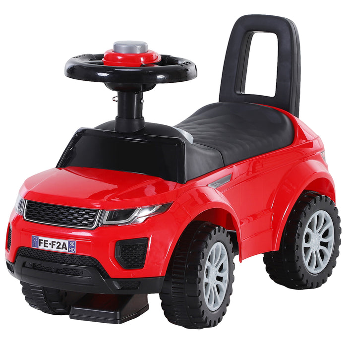 3-in-1 Ride-On Car for Toddlers - Foot-to-Floor Slider with Steering Wheel, Horn, and Under Seat Storage - Manual, Safe Design for Kids, Red