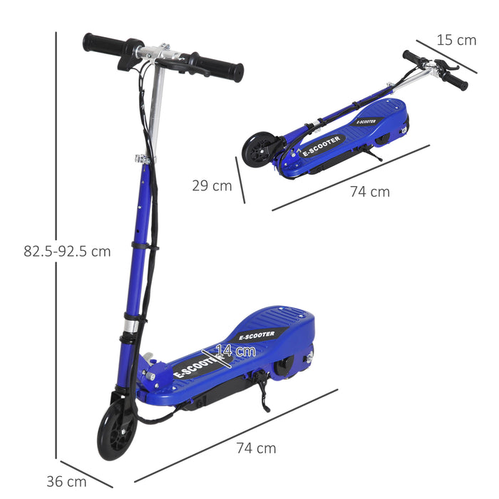 Kids Folding E-Bike - 120W Electric Scooter with 2x12V Rechargeable Battery, Adjustable Height & PU Wheels - Perfect Ride-On Toy for 7-14 Year Olds, Blue