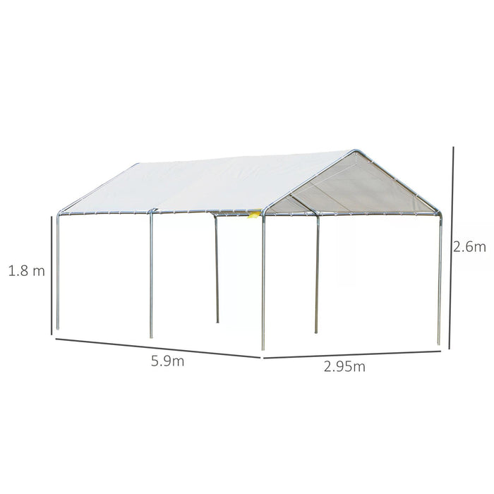 Heavy Duty 3x6m Galvanized Steel Carport - Outdoor Car Shelter with UV and Water Resistant Canopy - Durable Garage Tent for Vehicle Protection