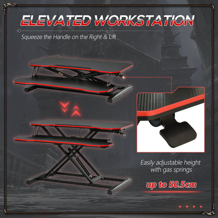 Ergonomic Standing Desk - Height Adjustable Computer Stand with Keyboard Tray - Home Office Workstation Riser for Improved Posture and Productivity