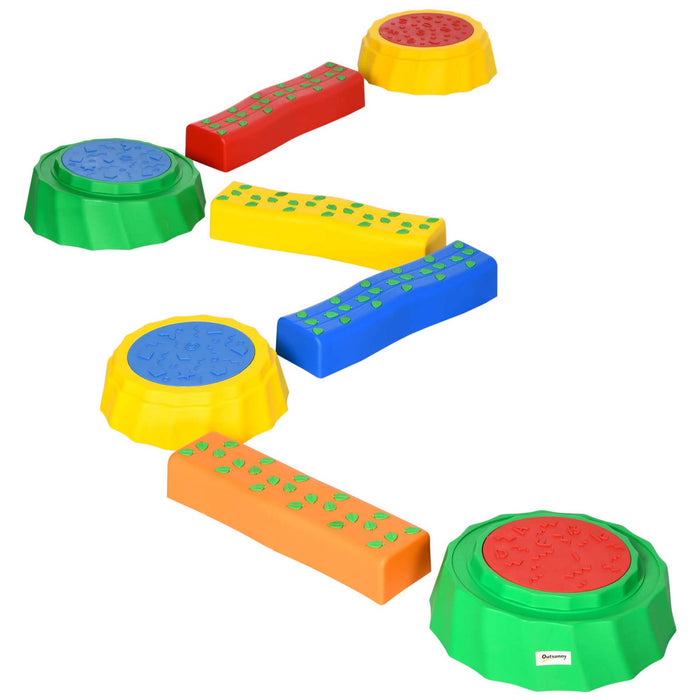 8pcs Kids Balance Beam Set - Non-Slip Surface & Bottom Stepping Stones - Enhances Coordination and Strength for Toddlers