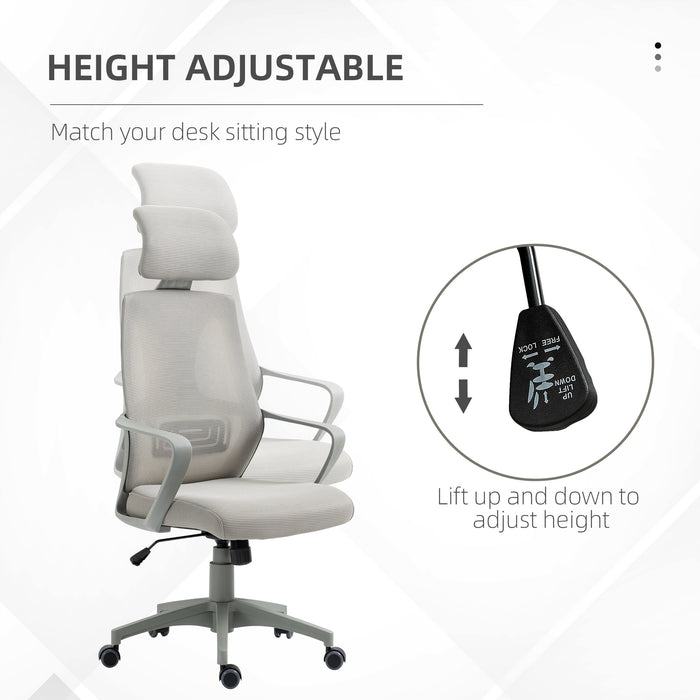 Ergonomic High-Back Mesh Home Office Chair with Wheels - Adjustable Height and Comfortable Lumbar Support - Ideal for Work from Home Professionals and Students