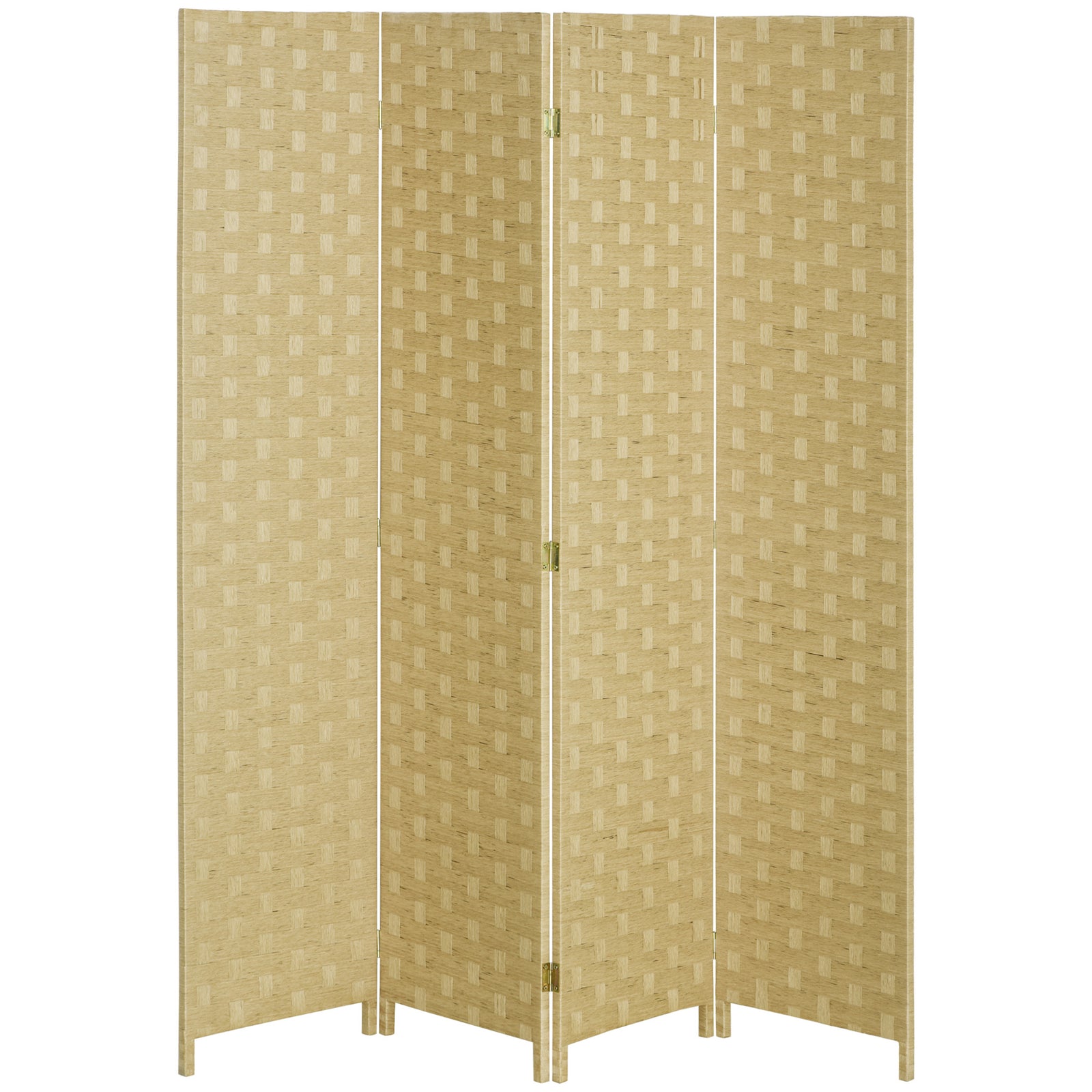 Wave Fibre 4-Panel Room Divider - Freestanding Folding Privacy Screen, Partition Wall for Bedroom and Office - Indoor Space Separator, 170 cm Height, Brown