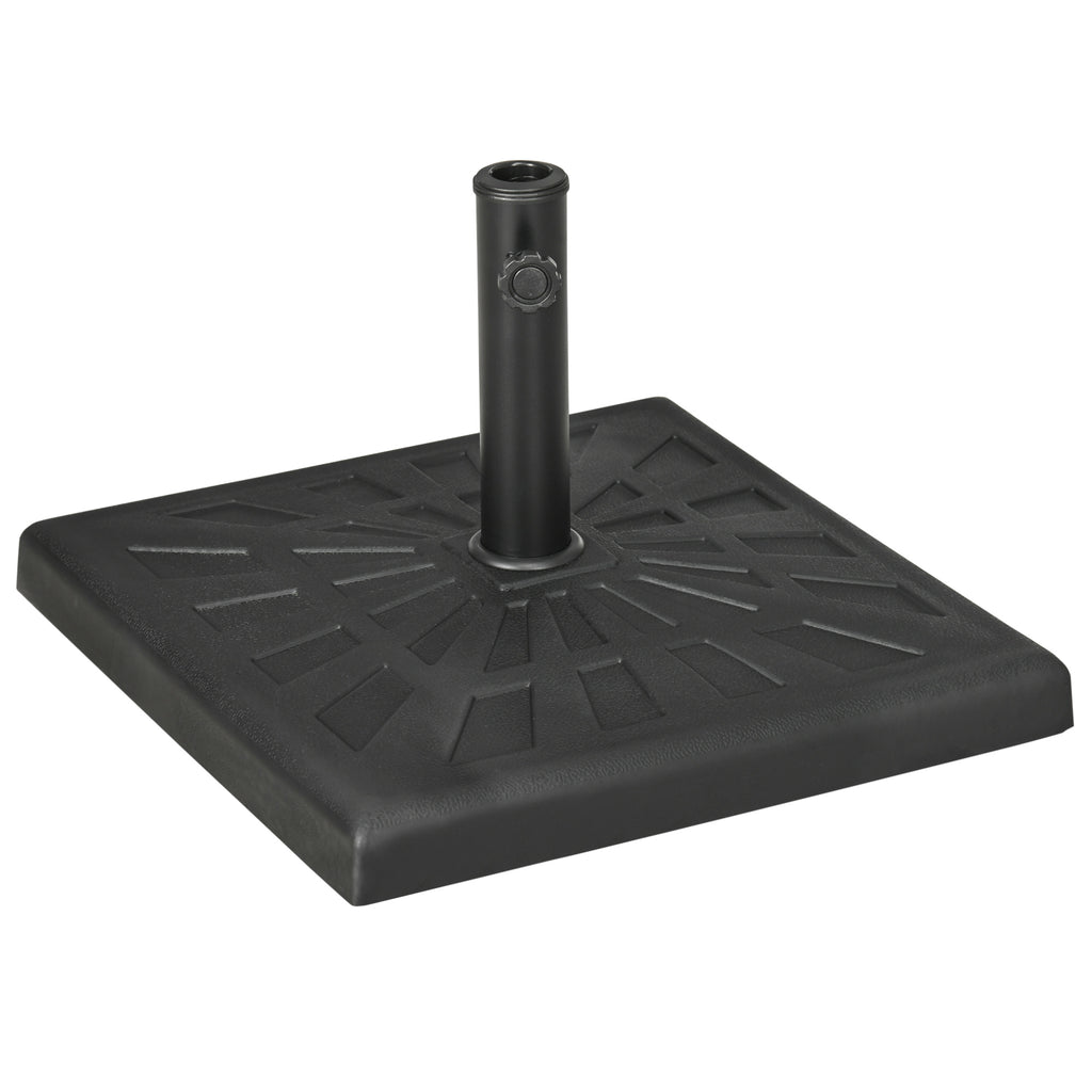 Resin Garden Umbrella Base 19kg - Square Parasol Stand for Φ32mm/Φ38mm/Φ48mm Poles, Outdoor Market Stability - Ideal for Patio, Balcony & Deck Shade Anchoring