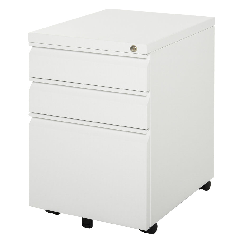 Mobile 3-Drawer Vertical File Cabinet - Lockable Rolling Storage Unit, Under Desk Design - Ideal for Home Office Organization
