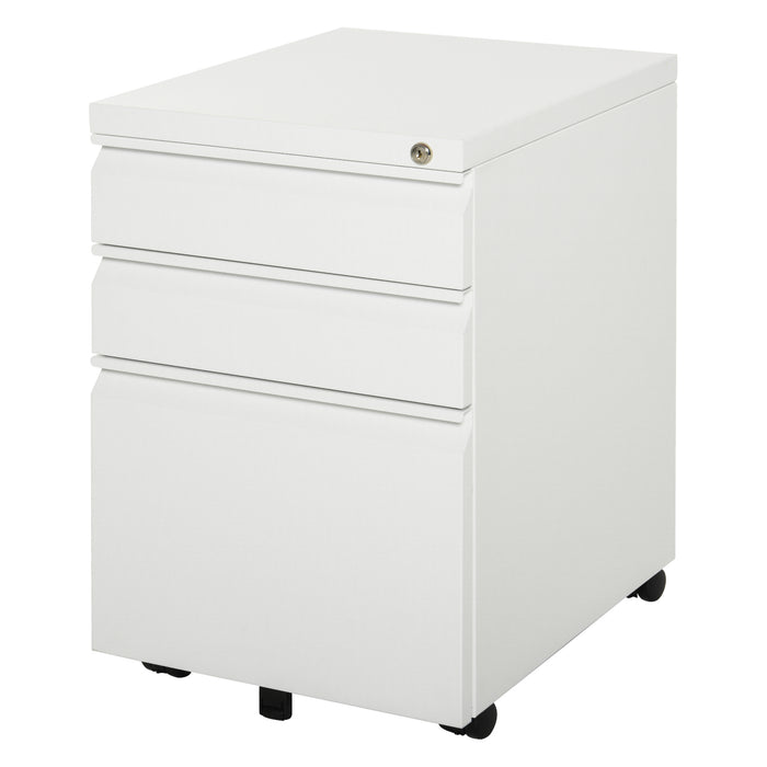 Mobile 3-Drawer Vertical File Cabinet - Lockable Rolling Storage Unit, Under Desk Design - Ideal for Home Office Organization