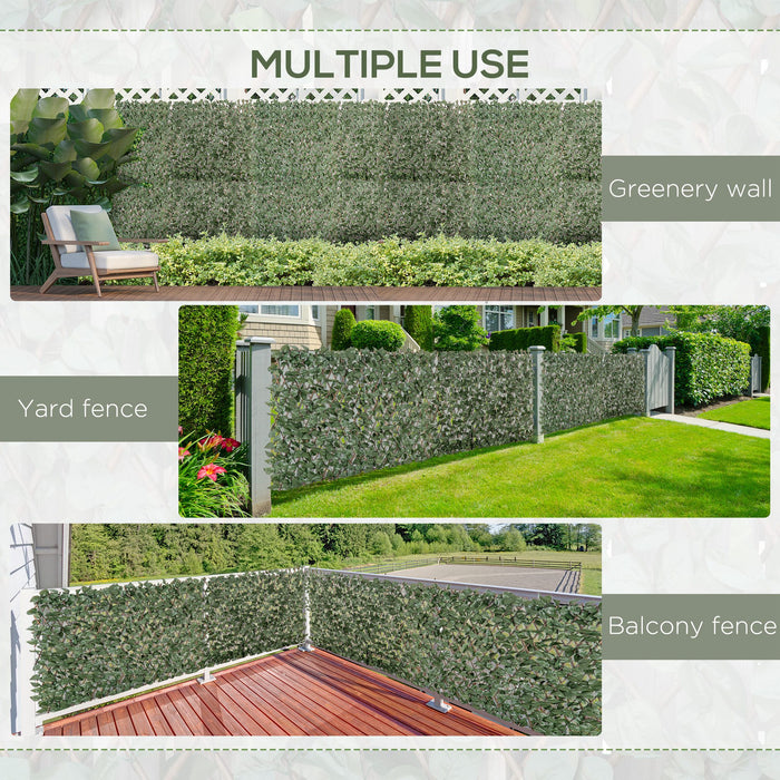 2m x 1m Retractable Expanding Trellis Fence Set - 4 Pcs, Artificial Plant Decor for Garden Privacy - Telescopic Hedge for Outdoor Screening and Greenery Wall Decoration