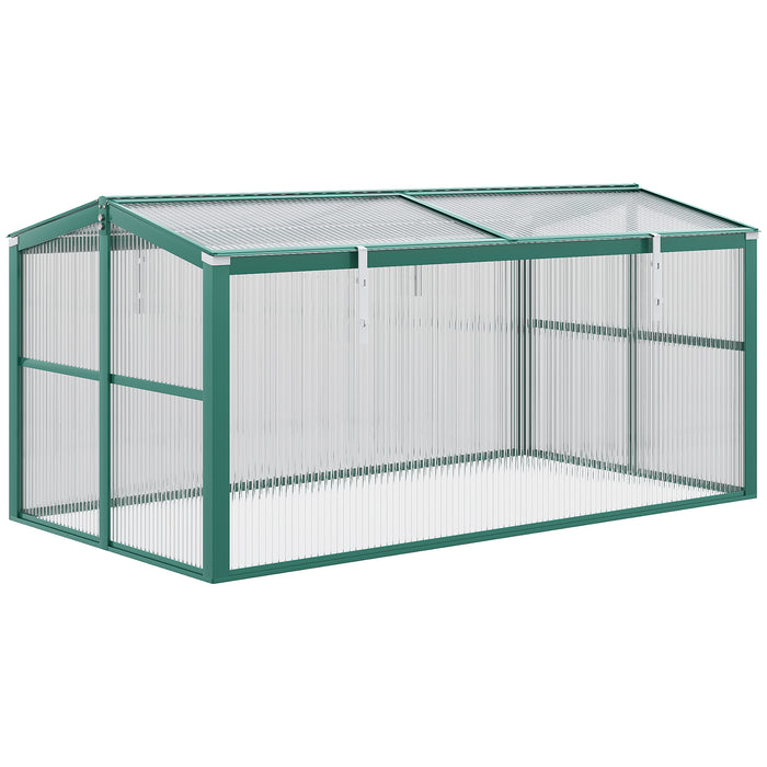 Aluminium & Polycarbonate Cold Frame Greenhouse - Adjustable Top for Optimal Plant Growth, Robust 130x70x61cm Structure - Ideal for Cultivating Flowers & Vegetables