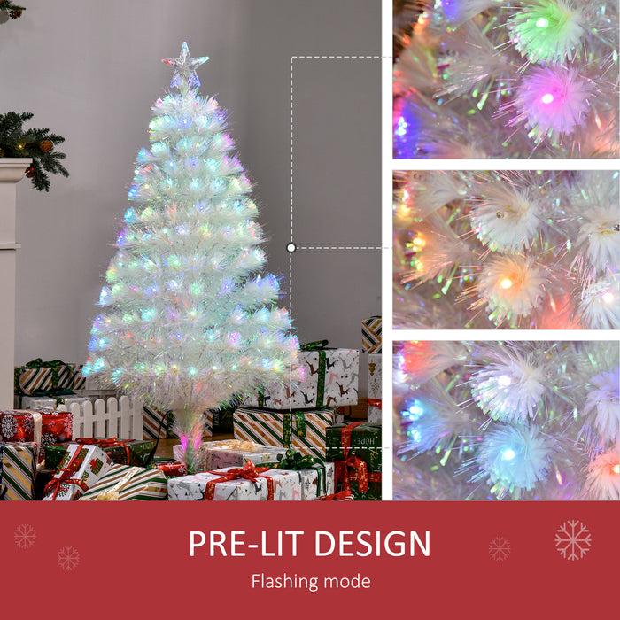 Prelit 4-Foot White Artificial Christmas Tree - Fiber Optic LED Lights for Festive Glow - Ideal Holiday Decoration for Home & Xmas Celebrations