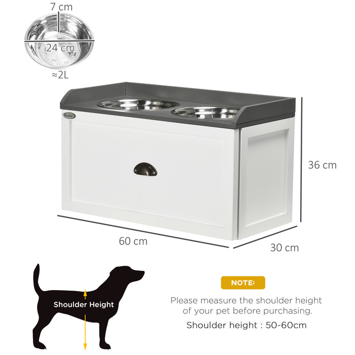 Stainless Steel Elevated Pet Feeders - Dual Raised Bowls with 21L Food Storage Drawer for Large Dogs & Cats - Ergonomic Dining Solution & Pet Supply Organizer