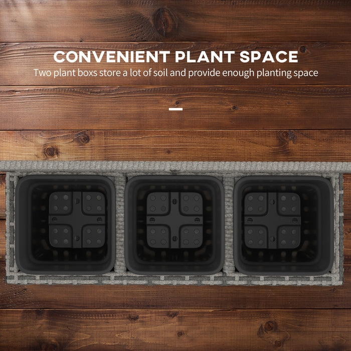 Garden PE Rattan Planter with Trellis - Free Standing Raised Flower Bed for Climbing Plants, 33L Capacity - Ideal for Outdoor Gardening, 84x30x107cm in Light Grey