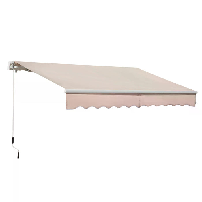 Manual Retractable Awning - 3.5 x 2.5 Meter Sun Shade Canopy with Winding Handle, Beige - Ideal for Garden Patio Shelter and Outdoor Relaxation