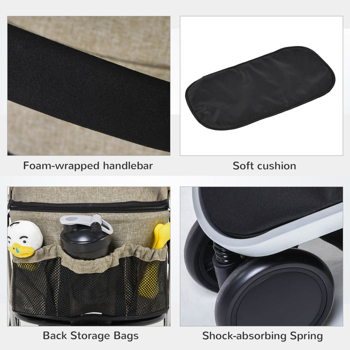 2-in-1 Pet Stroller and Carrier - Detachable, Foldable Dog and Cat Pushchair with Carrying Bag - Perfect for Small Animals, Light Brown Color