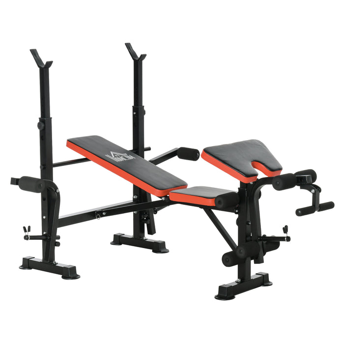 Multifunctional Adjustable Weight Bench - Leg Developer and Barbell Rack Included for Weightlifting and Strength Training - Ideal Home Gym Equipment for Fitness Enthusiasts