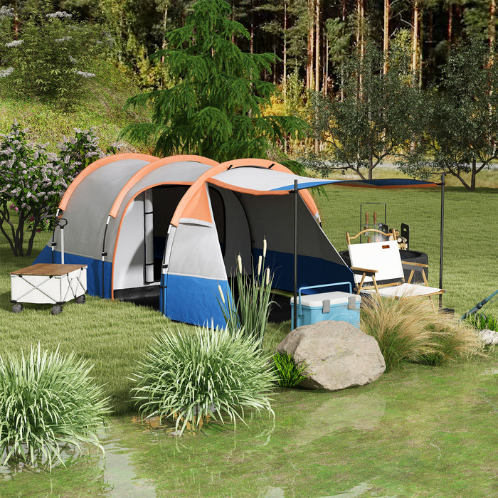Large Tunnel Camping Tent with Bedroom & Living Space - 2000mm Waterproof & Portable Design for 2-3 People - Ideal for Family Camping and Outdoor Adventures