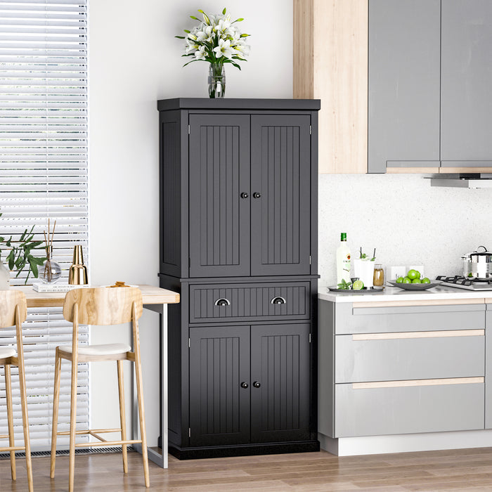 Freestanding Traditional Kitchen Cupboard - Black Storage Cabinet with Drawer, Doors & Adjustable Shelves - Ideal for Organized Kitchen Space & Extra Storage Needs