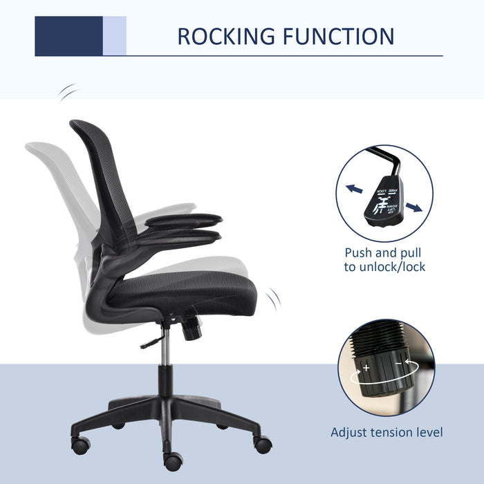 Ergonomic Mesh Swivel Chair - Adjustable Task Desk Chair with Lumbar Support and Flip-Up Arms - Ideal for Home Office Comfort and Productivity