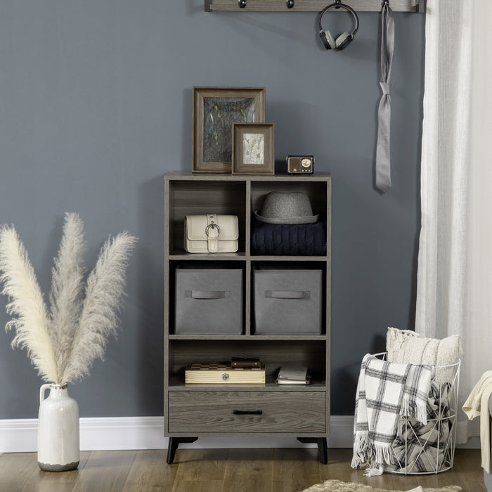 Freestanding Grey Storage Cabinet - Display Cabinet with Drawers & Bookcase Features - Ideal for Home Office, Living Room, Bedroom Organization