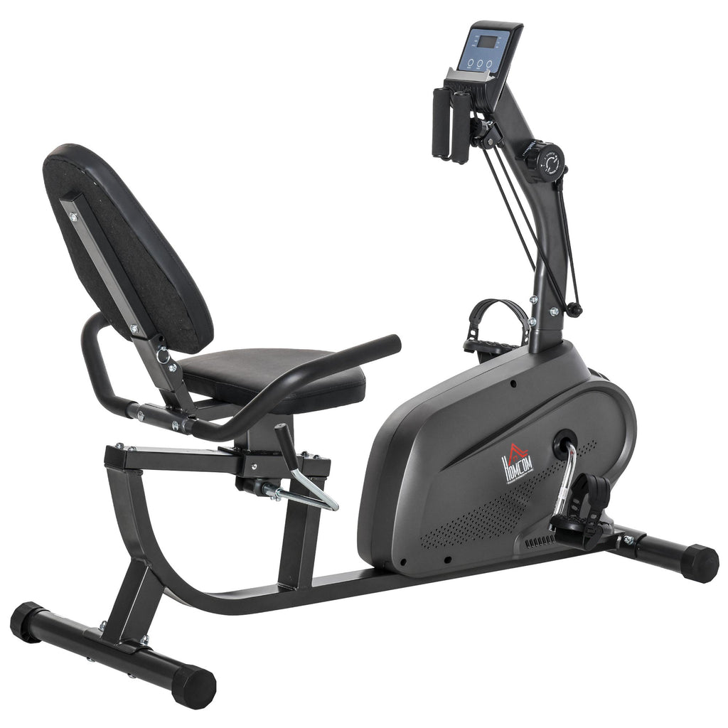 Recumbent Exercise Bike with Magnetic Resistance - Stationary Cycling for Fitness and Cardio, LCD Monitor and Tablet Holder - Ideal for Indoor Workout and Training, Black