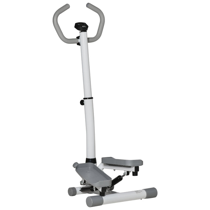 Adjustable Twist Stepper - Aerobic Ab Exercise & Fitness Workout with LCD Screen and Height-Adjustable Handlebars - Ideal for Home Gym Cardio Training, White