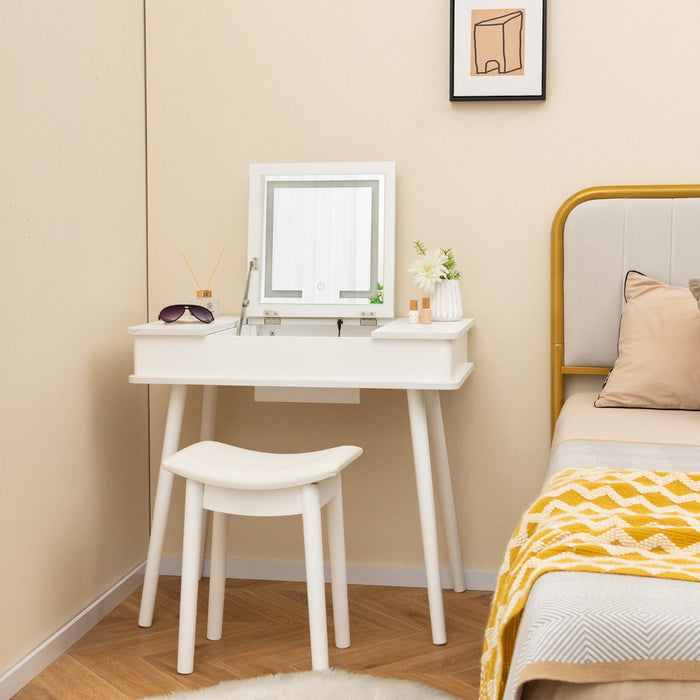 Vanity Set Collection - Makeup Dresser with Flip-Top Mirror and Cushioned Stool - Ideal for Beauty Enthusiasts and Professional Makeup Artists
