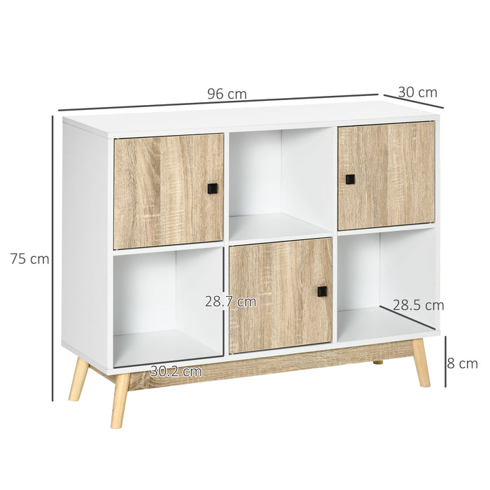 6-Cube Organizer Bookcase with Doors - Versatile Display Shelf and Storage Cabinet - Ideal for Living Room, Dining Room Organization