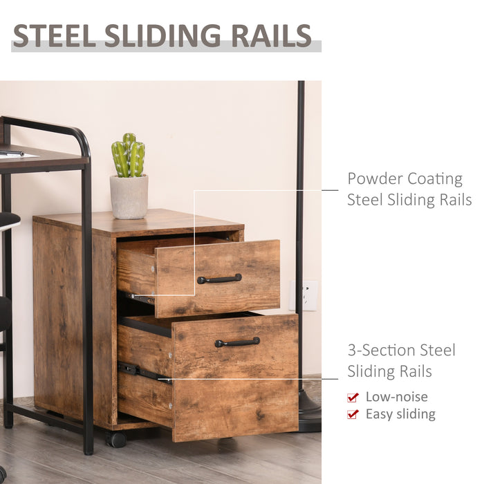 2-Drawer Mobile File Cabinet - Hanging File Folder Compatible, Rolling Storage - Home Office Organization and Space Saving Under Desk Solution