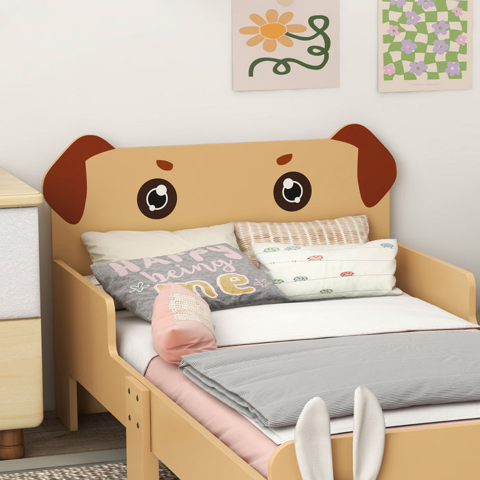 Puppy-Themed Toddler Bed - Sturdy Frame & Fun Design for Ages 3-6, 143x74x58 cm - Bright Yellow Color to Brighten Kids' Room