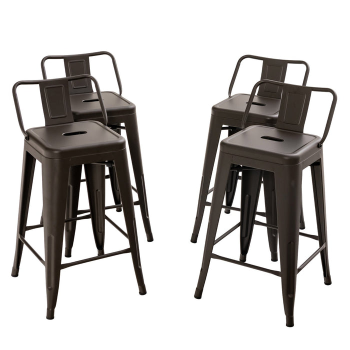 24" Metal Chairs, Set of 4 - Durable Seating Solution with Removable Back - Perfect for Home and Event Furnishings