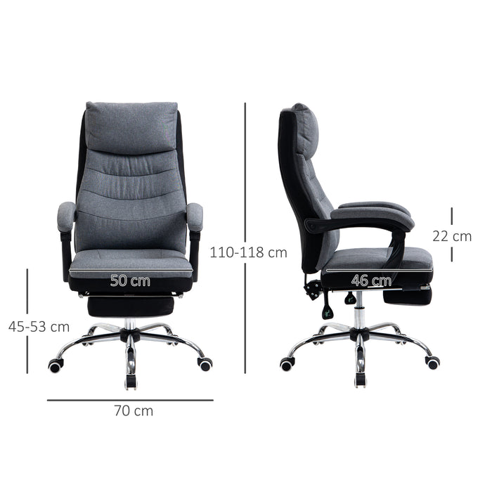 High Back Executive Office Chair - Ergonomic Reclining Computer Chair with Adjustable Height & Swivel Wheels, Retractable Footrest - Ideal for Comfortable Long Sitting Periods