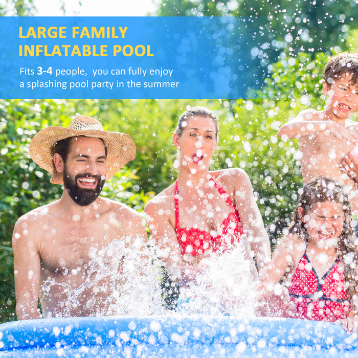 Round Inflatable Family Pool - Easy Setup Paddling Pool with Hand Pump, 274x76cm - Perfect for Kids, Adults, and Garden Fun