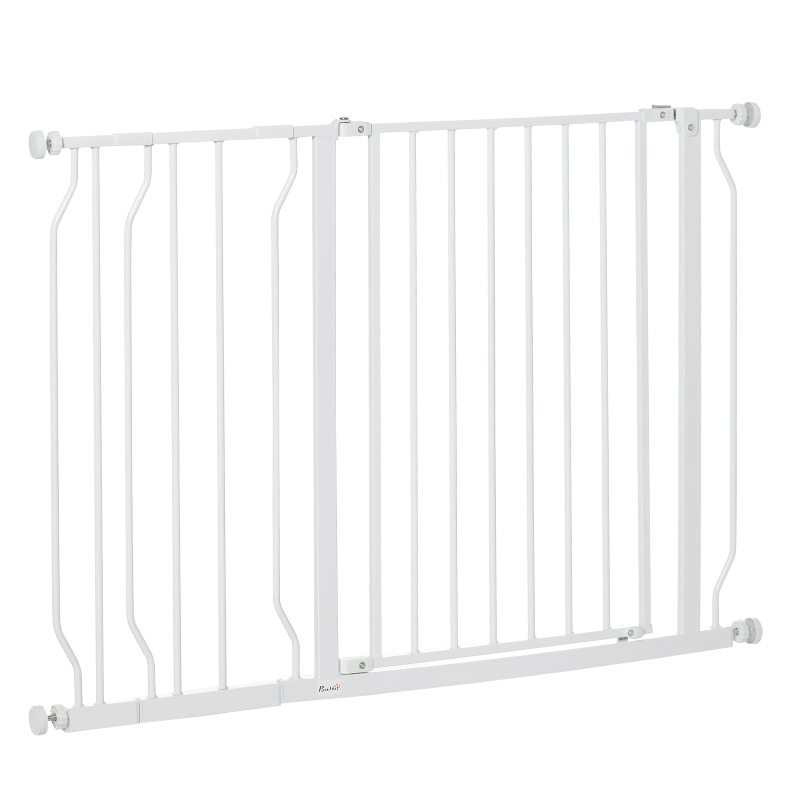 Expandable Dog Gate with Door - Adjustable 75-115cm Pet Barrier for Hallways, Staircases in White - Ideal for Keeping Pets Safe
