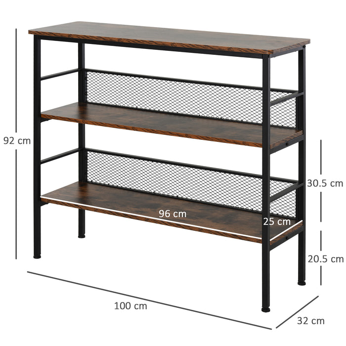 3-Tier Corner Shelf Unit - Adjustable Feet & Back Panels, Smooth Surface for Home Office - Stylish Storage Solution in Black Brown