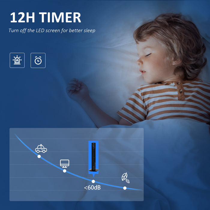 38-inch Electric Oscillating Fan with Aroma Feature - 12-Hour Timer, LED Touch Panel, Includes Remote Control - Ideal for Freshening Rooms & Comfort Cooling