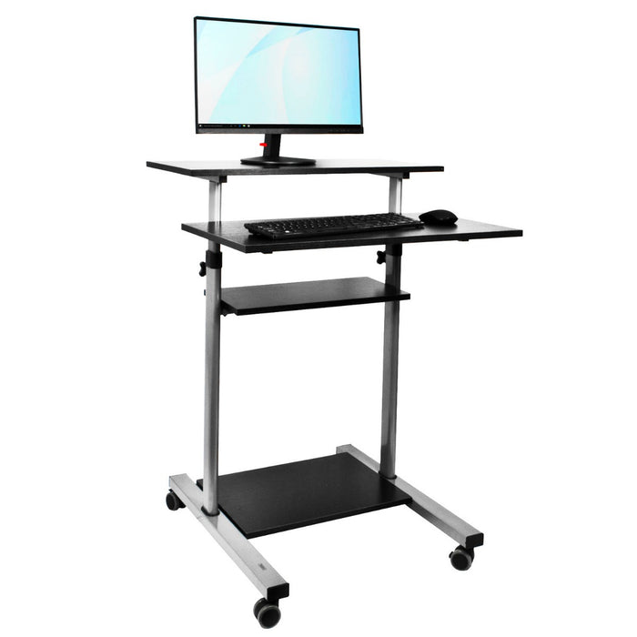 Adjustable Rolling Laptop Stand - Portable Mobile Computer Desk with Wheels - Ideal for Work from Home and Small Space Solution