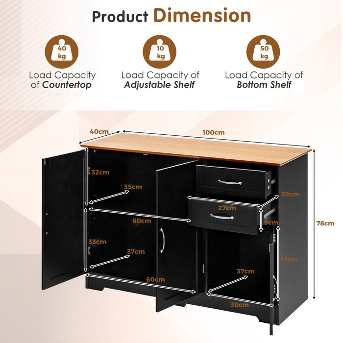 Contemporary Kitchen Sideboard - Storage Cabinet with Customizable Shelves and Drawers - Ideal Solution for Space-Saving and Organization