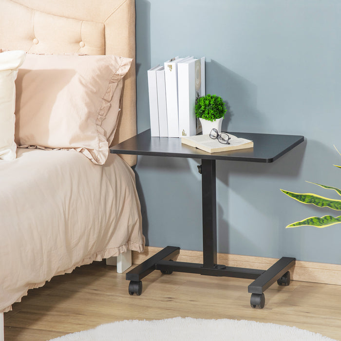 Rolling Laptop Stand with Wheels - Height Adjustable Mobile Overbed Table, Sofa Side Desk for Home Office - Ideal for Remote Work and Studying Spaces