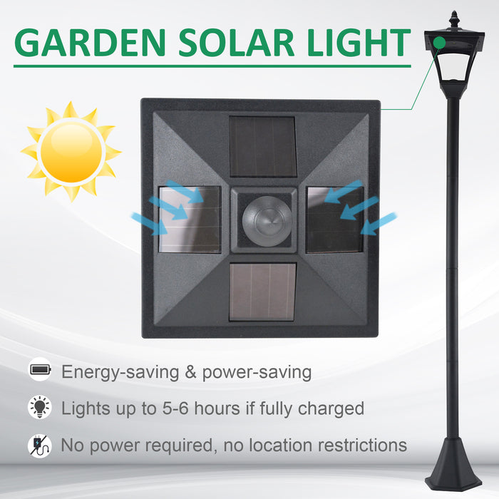 Outdoor Solar LED Post Lamp - Dimmable Sensor Lantern, 1.2M Bollard Pathway Light in Black - Ideal for Garden and Driveway Illumination