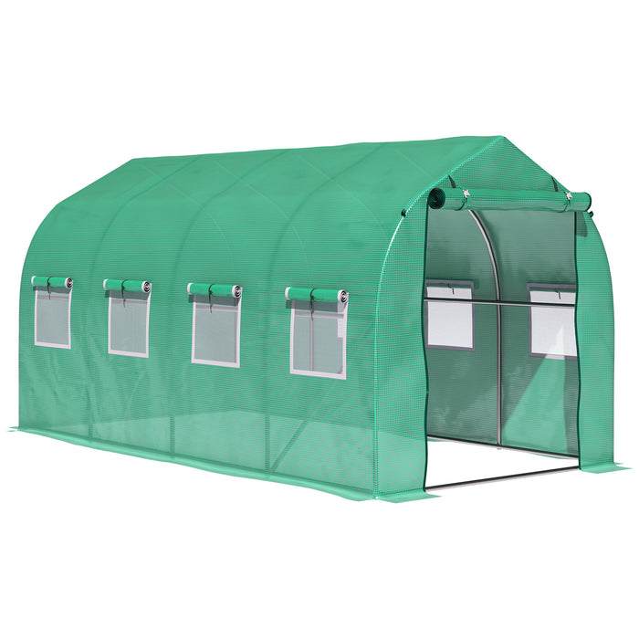 Galvanised Steel Poly Tunnel - Sturdy Frame Greenhouse with Ventilated Windows & Easy Access Door - Ideal for Garden and Backyard Growing (4 x 2M)