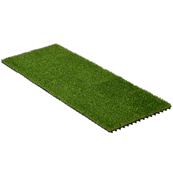 Artificial Grass Turf Tiles 10-Pack - 30cm Squares with 25mm Pile Height, UV Resistant Synthetic Lawn - Ideal for Outdoor Decor and Landscaping