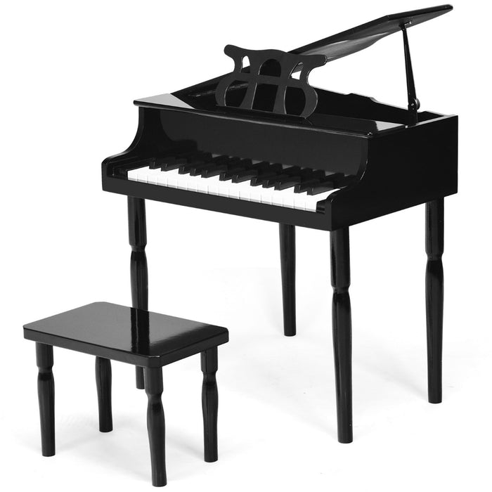 Classical Learn-to-Play 30-Key - Musical Instrument Toy with Stand and Durable Wooden Legs in Black - Ideal for Young Learners and Music Enthusiasts