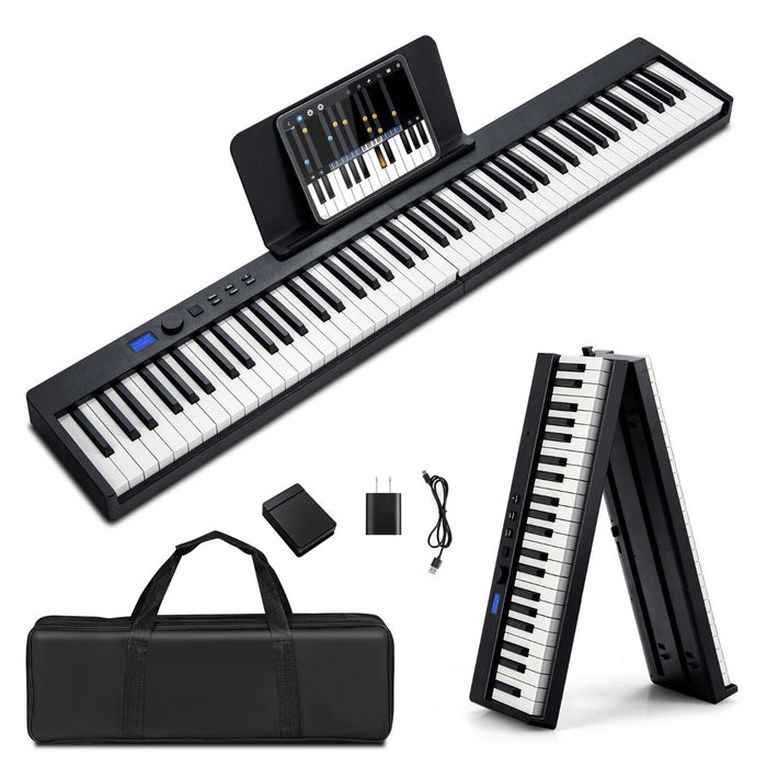 88-Key Foldable Digital Piano Keyboard - Full Size, Semi-Weighted, With MIDI in Classical Black - Ideal for Musicians and Music Enthusiasts