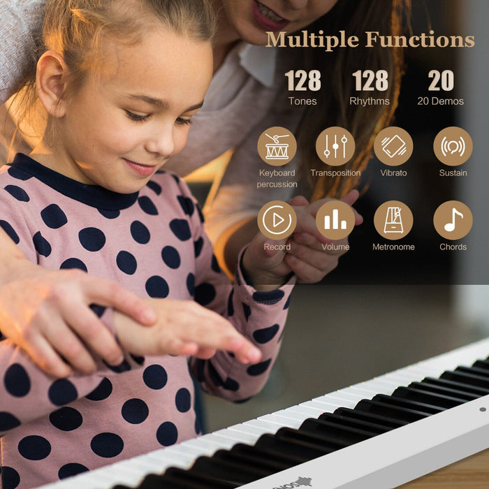 88-Key Foldable Digital Piano Keyboard - Full Size, Semi-Weighted, With MIDI in Classical Black - Ideal for Musicians and Music Enthusiasts