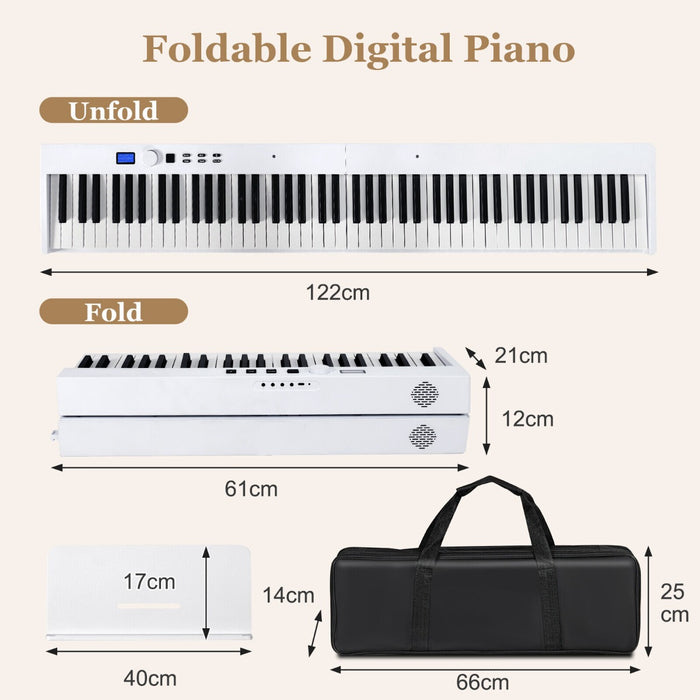 88-Key Foldable Digital Piano Keyboard - Full Size, Semi-Weighted, With MIDI in Classical Black - Ideal for Musicians and Music Enthusiasts