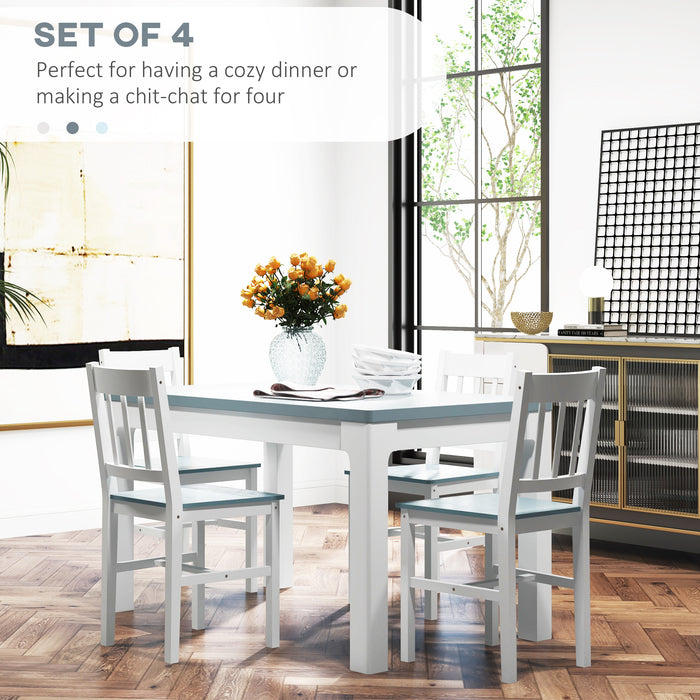 Kitchen Chair Quartet - Sturdy Pine Wood Slat Back Dining Chairs - Perfect for Dining & Living Room Comfort
