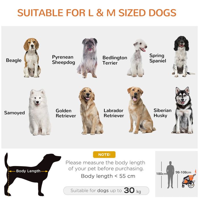 2-in-1 Large Dog Bike Trailer and Pet Stroller - Foldable Aluminium Frame Bicycle Carrier with Safety Leash, Hitch Coupler, and Flag - Outdoor Travel Solution for Pet Owners