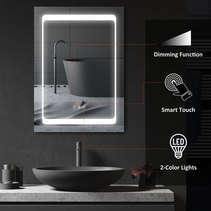 Wall-Mounted LED Mirror Cabinet with Shelves - Touch-Sensitive Illumination for Bathroom Organization - Ideal for Makeup and Cosmetic Storage