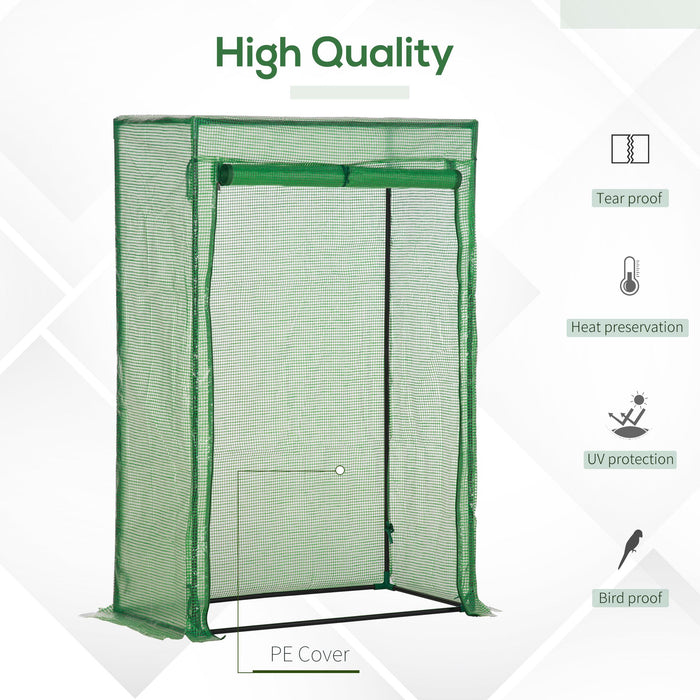 Greenhouse with Sturdy Steel Frame - 100x50x150 cm Polyethylene Cover with Roll-up Door - Ideal for Backyard, Balcony, and Garden Cultivation
